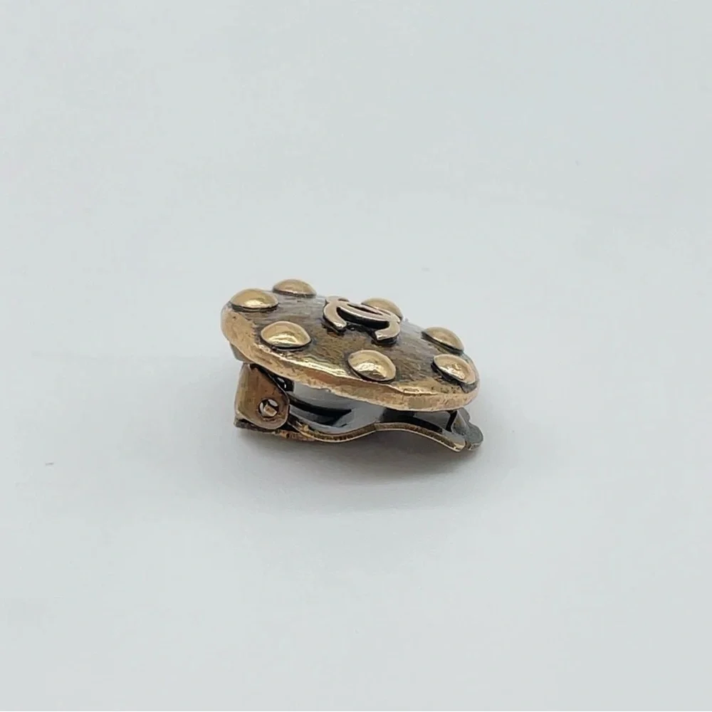 Auth Chanel Coco Mark Round Ball Earrings W/Box